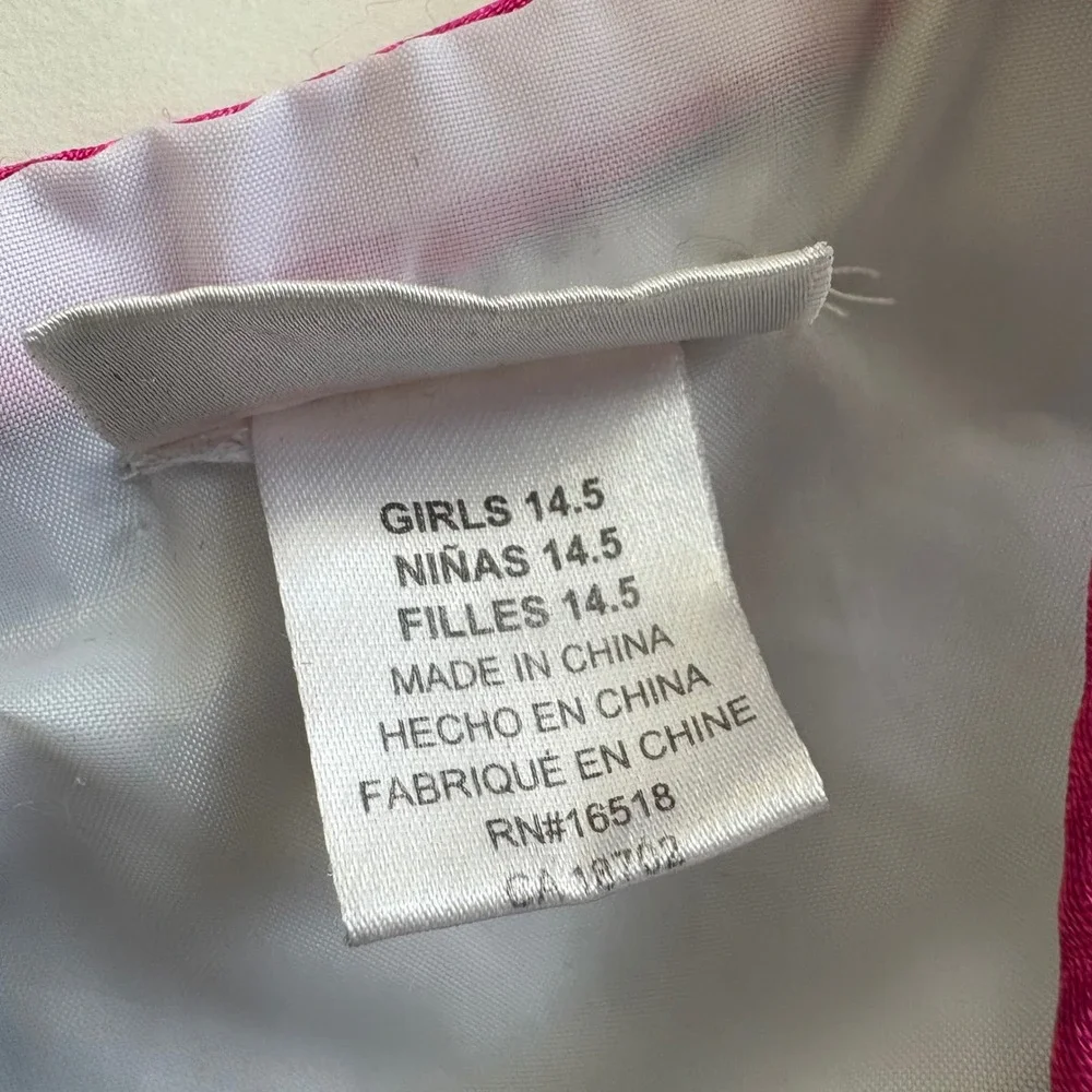 Emily West Girls Size 14.5 Black Lace Dress Pink‎ Ribbon White Layered Hem Party
